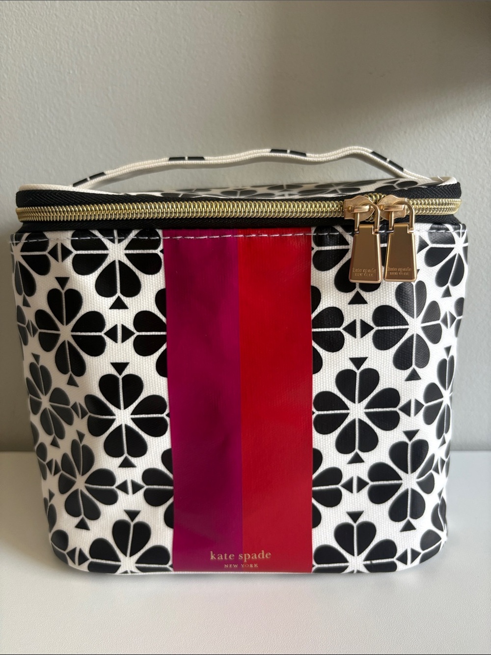Kate Spade NY Black White Spade Print Insulated Lunch Bag Travel Case